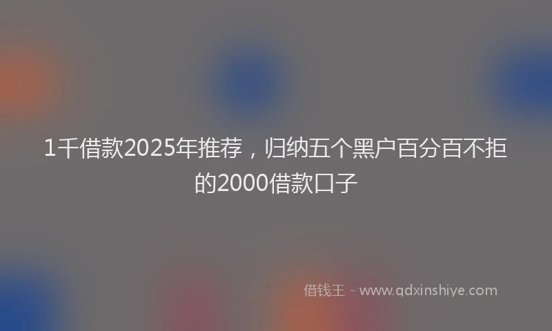 1千借款2025年推荐，归纳五个黑户百分百不拒的2000借款口子