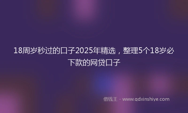 18周岁秒过的口子2025年精选，整理5个18岁必下款的网贷口子