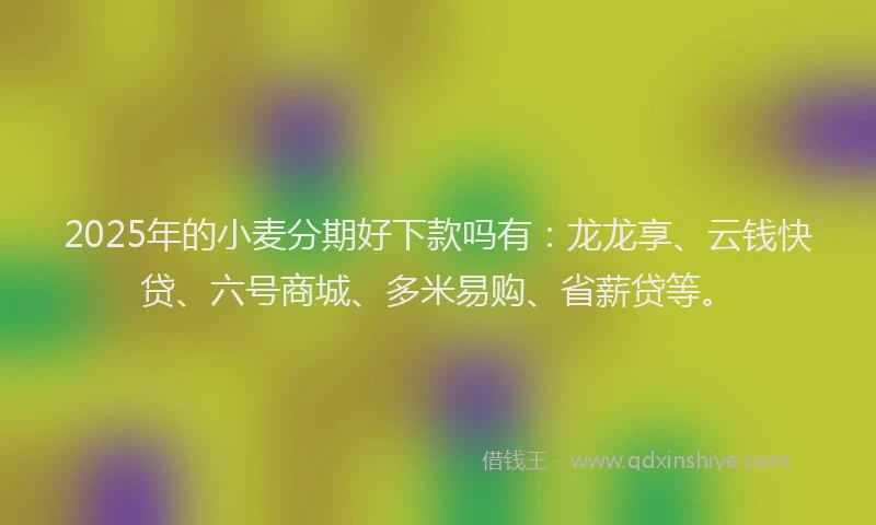 2025年的小麦分期好下款吗有：龙龙享、云钱快贷、六号商城、多米易购、省薪贷等。