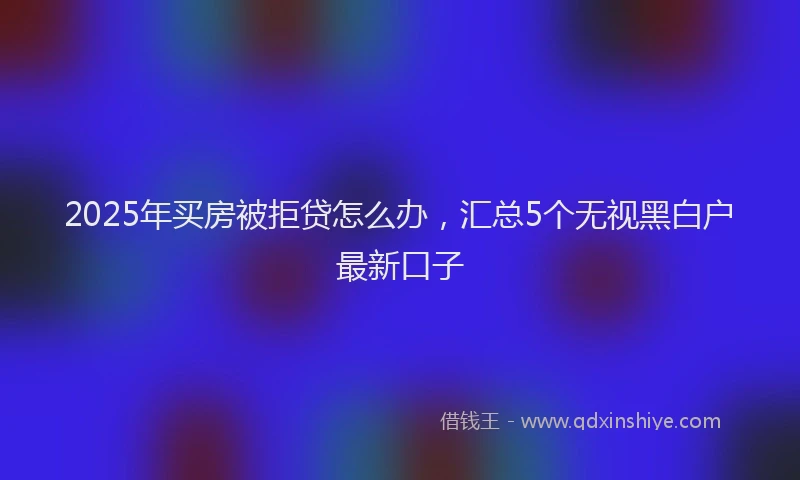 2025年买房被拒贷怎么办，汇总5个无视黑白户最新口子