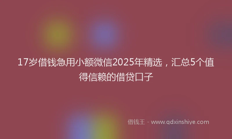 17岁借钱急用小额微信2025年精选，汇总5个值得信赖的借贷口子