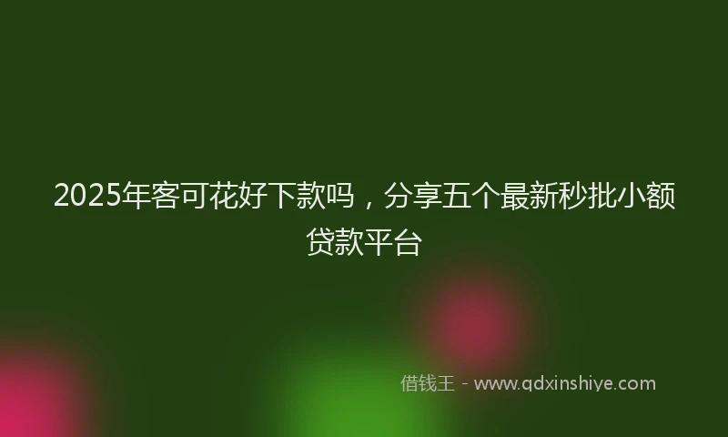 2025年客可花好下款吗，分享五个最新秒批小额贷款平台