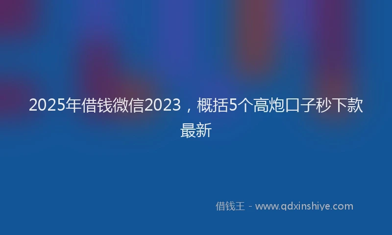 2025年借钱微信2023，概括5个高炮口子秒下款最新