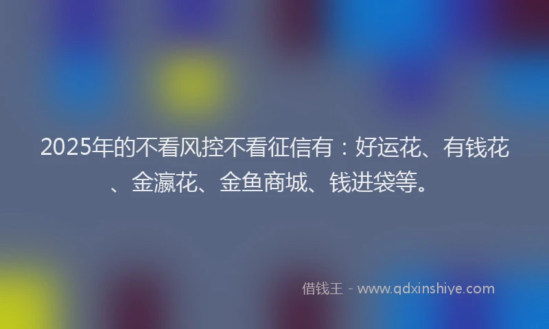 2025年的不看风控不看征信有：好运花、有钱花、金瀛花、金鱼商城、钱进袋等。