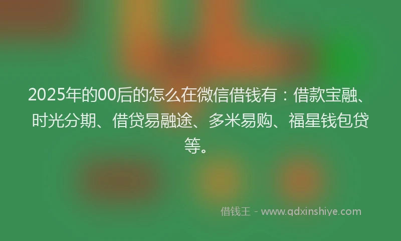 2025年的00后的怎么在微信借钱有：借款宝融、时光分期、借贷易融途、多米易购、福星钱包贷等。