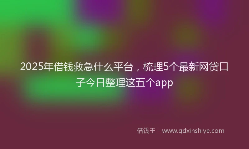 2025年借钱救急什么平台，梳理5个最新网贷口子今日整理这五个app
