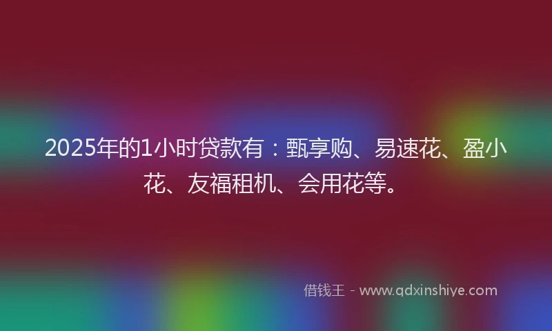 2025年的1小时贷款有：甄享购、易速花、盈小花、友福租机、会用花等。