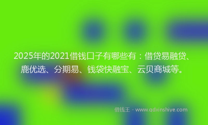 2025年的2021借钱口子有哪些有：借贷易融贷、鹿优选、分期易、钱袋快融宝、云贝商城等。