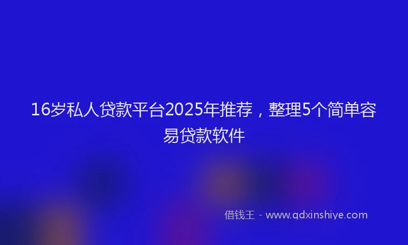 16岁私人贷款平台2025年推荐，整理5个简单容易贷款软件