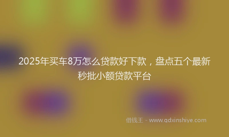 2025年买车8万怎么贷款好下款，盘点五个最新秒批小额贷款平台