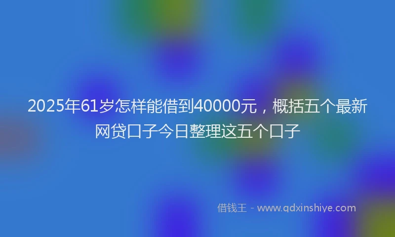 2025年61岁怎样能借到40000元，概括五个最新网贷口子今日整理这五个口子