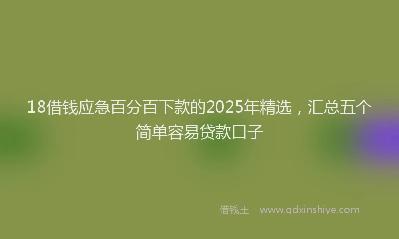 18借钱应急百分百下款的2025年精选，汇总五个简单容易贷款口子