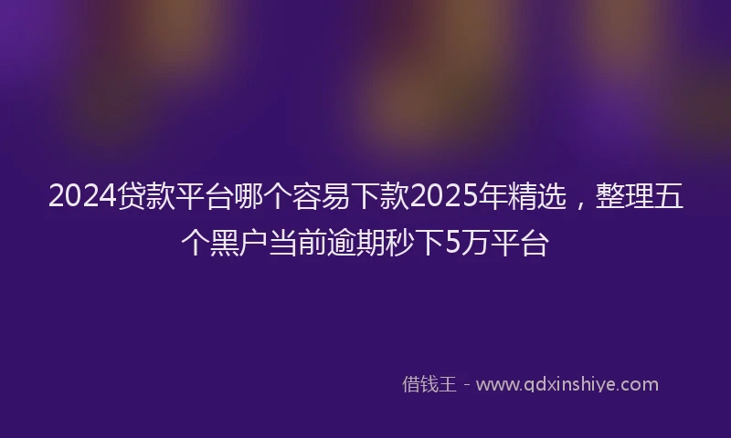 2024贷款平台哪个容易下款2025年精选，整理五个黑户当前逾期秒下5万平台