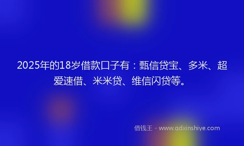 2025年的18岁借款口子有：甄信贷宝、多米、超爱速借、米米贷、维信闪贷等。