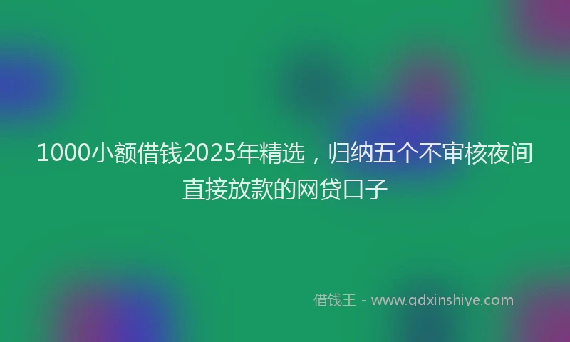 1000小额借钱2025年精选，归纳五个不审核夜间直接放款的网贷口子