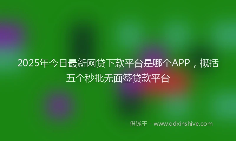 2025年今日最新网贷下款平台是哪个APP，概括五个秒批无面签贷款平台