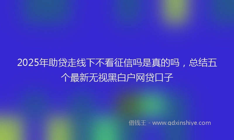 2025年助贷走线下不看征信吗是真的吗，总结五个最新无视黑白户网贷口子