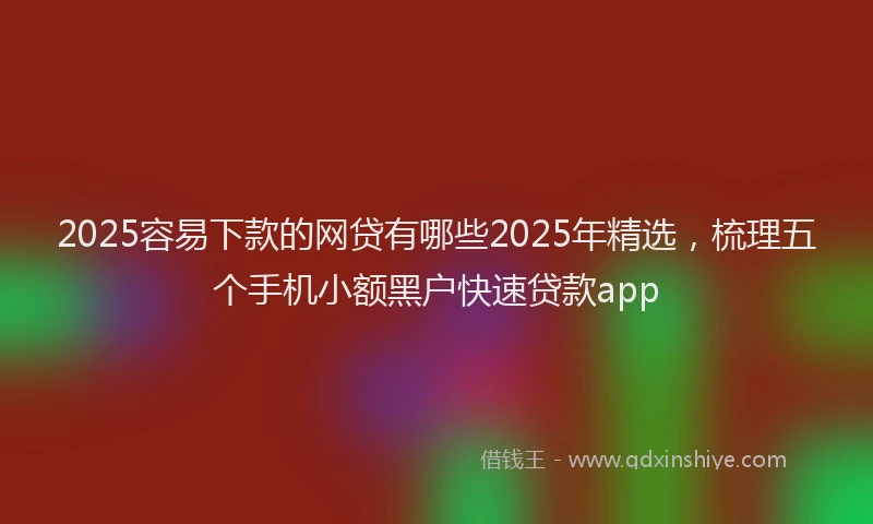 2025容易下款的网贷有哪些2025年精选，梳理五个手机小额黑户快速贷款app