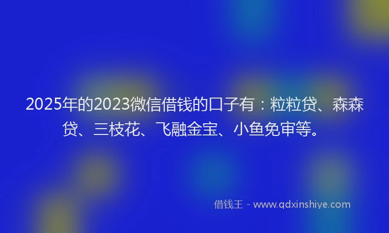 2025年的2023微信借钱的口子有：粒粒贷、森森贷、三枝花、飞融金宝、小鱼免审等。