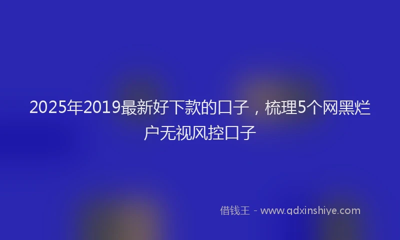 2025年2019最新好下款的口子，梳理5个网黑烂户无视风控口子