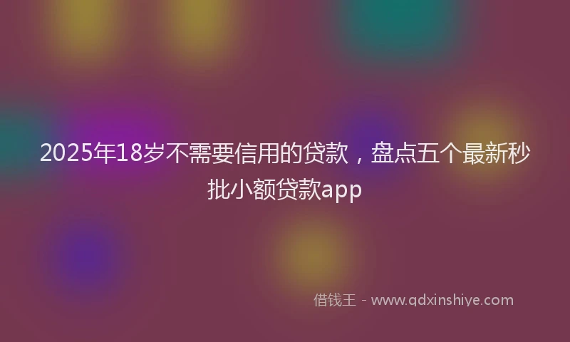 2025年18岁不需要信用的贷款，盘点五个最新秒批小额贷款app