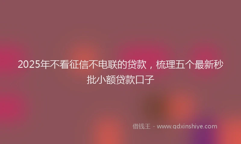 2025年不看征信不电联的贷款，梳理五个最新秒批小额贷款口子