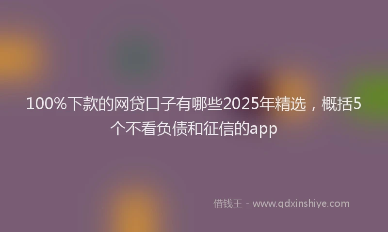 100%下款的网贷口子有哪些2025年精选，概括5个不看负债和征信的app