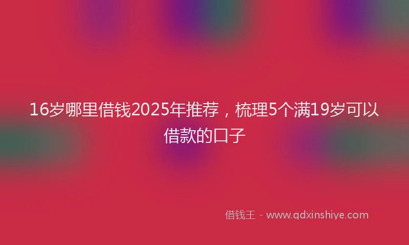 16岁哪里借钱2025年推荐，梳理5个满19岁可以借款的口子