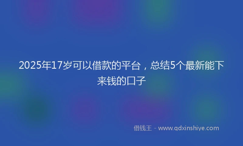 2025年17岁可以借款的平台，总结5个最新能下来钱的口子