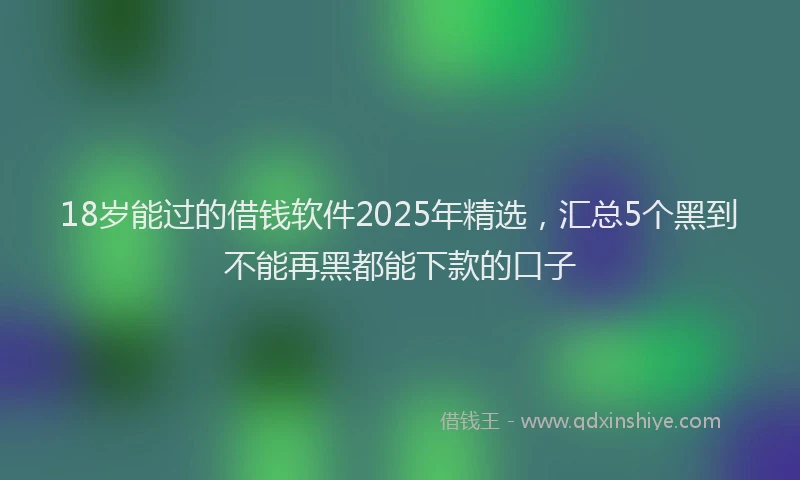 18岁能过的借钱软件2025年精选，汇总5个黑到不能再黑都能下款的口子