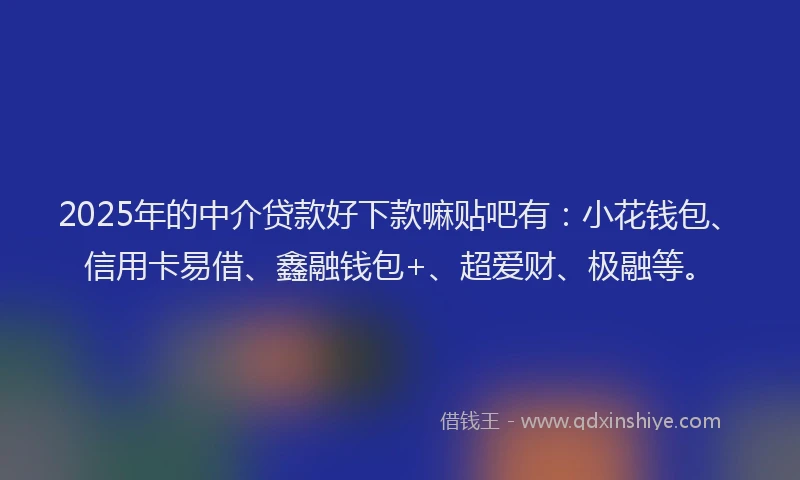 2025年的中介贷款好下款嘛贴吧有：小花钱包、信用卡易借、鑫融钱包+、超爱财、极融等。