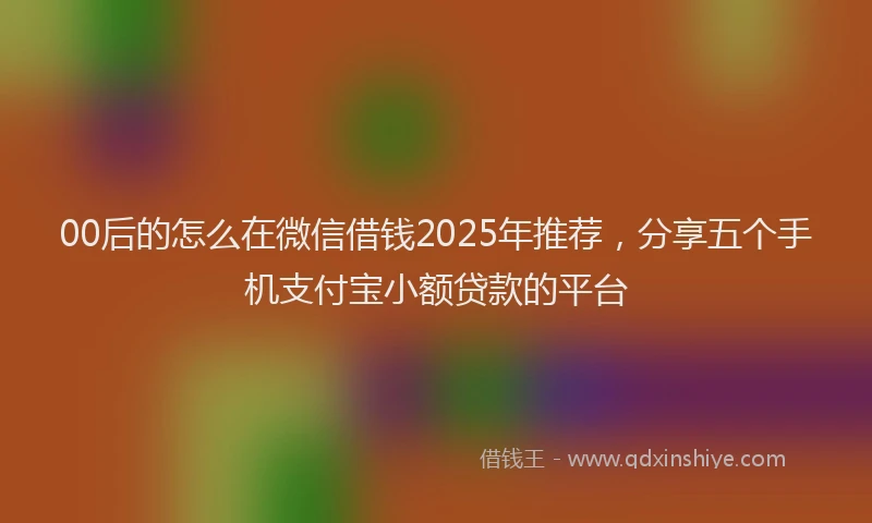 00后的怎么在微信借钱2025年推荐，分享五个手机支付宝小额贷款的平台