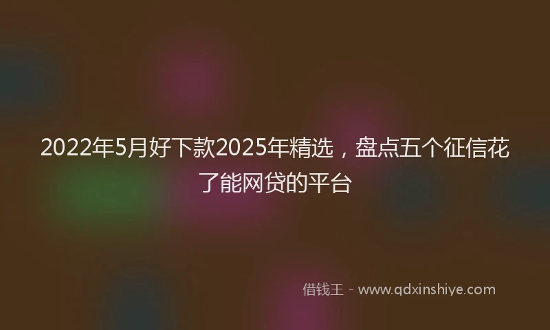 2022年5月好下款2025年精选，盘点五个征信花了能网贷的平台