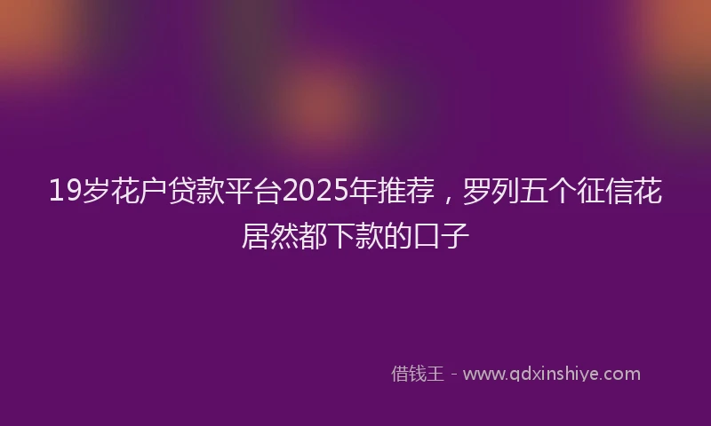 19岁花户贷款平台2025年推荐，罗列五个征信花居然都下款的口子