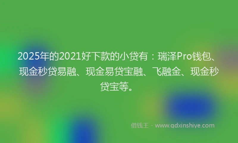 2025年的2021好下款的小贷有：瑞泽Pro钱包、现金秒贷易融、现金易贷宝融、飞融金、现金秒贷宝等。