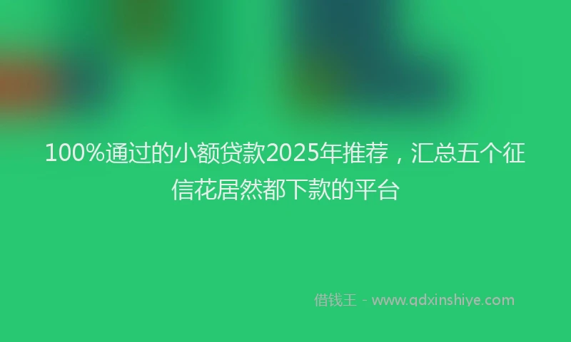 100%通过的小额贷款2025年推荐，汇总五个征信花居然都下款的平台