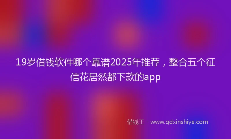 19岁借钱软件哪个靠谱2025年推荐，整合五个征信花居然都下款的app