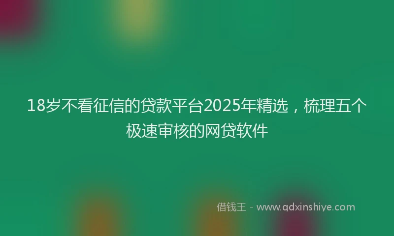 18岁不看征信的贷款平台2025年精选，梳理五个极速审核的网贷软件