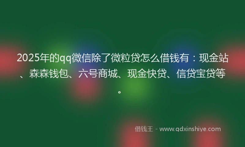 2025年的qq微信除了微粒贷怎么借钱有：现金站、森森钱包、六号商城、现金快贷、信贷宝贷等。