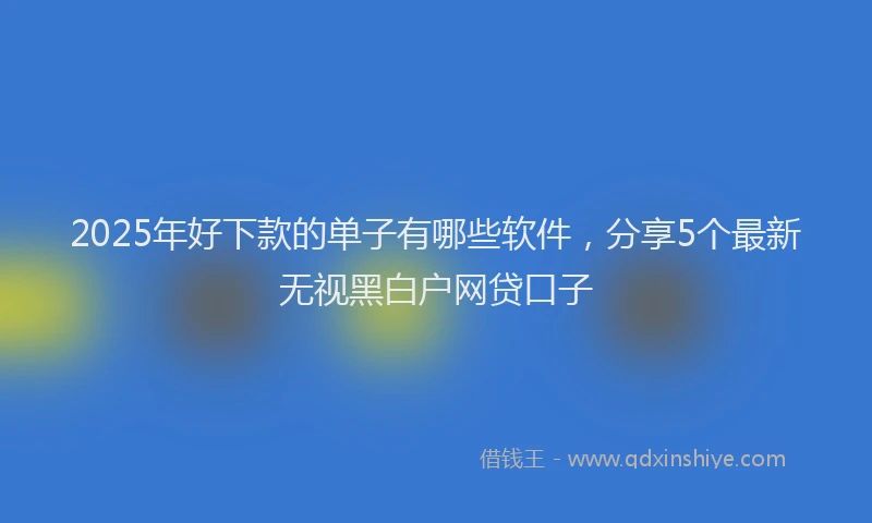 2025年好下款的单子有哪些软件，分享5个最新无视黑白户网贷口子