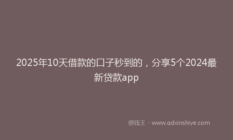 2025年10天借款的口子秒到的，分享5个2024最新贷款app