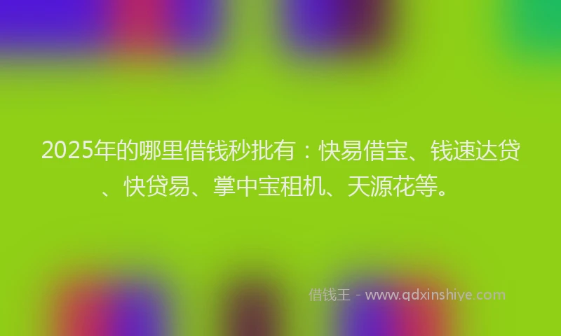 2025年的哪里借钱秒批有：快易借宝、钱速达贷、快贷易、掌中宝租机、天源花等。