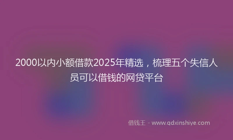 2000以内小额借款2025年精选，梳理五个失信人员可以借钱的网贷平台