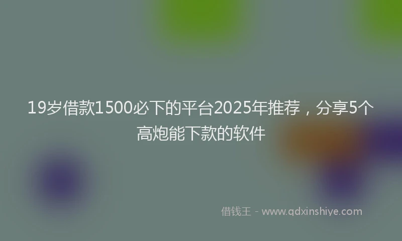 19岁借款1500必下的平台2025年推荐，分享5个高炮能下款的软件