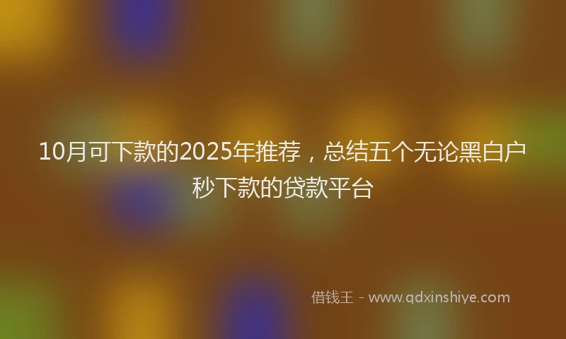 10月可下款的2025年推荐，总结五个无论黑白户秒下款的贷款平台