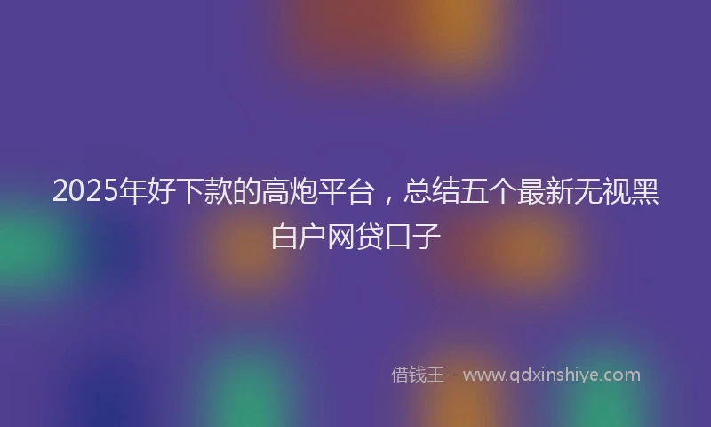 2025年好下款的高炮平台，总结五个最新无视黑白户网贷口子