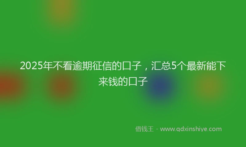 2025年不看逾期征信的口子，汇总5个最新能下来钱的口子