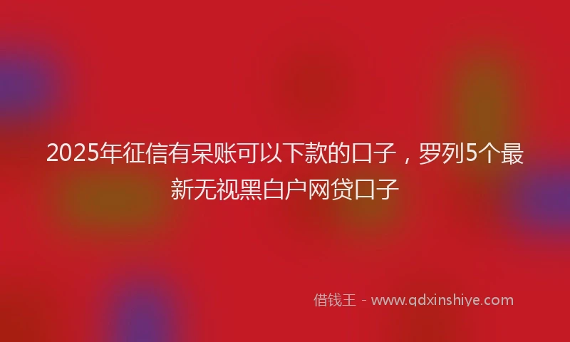 2025年征信有呆账可以下款的口子，罗列5个最新无视黑白户网贷口子