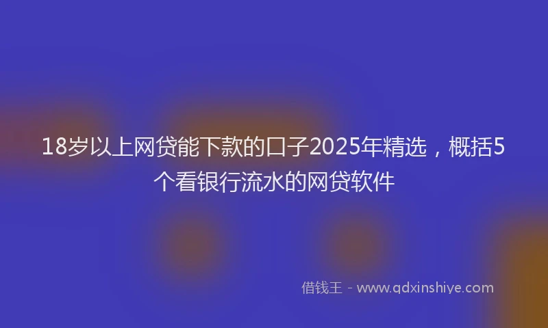 18岁以上网贷能下款的口子2025年精选，概括5个看银行流水的网贷软件