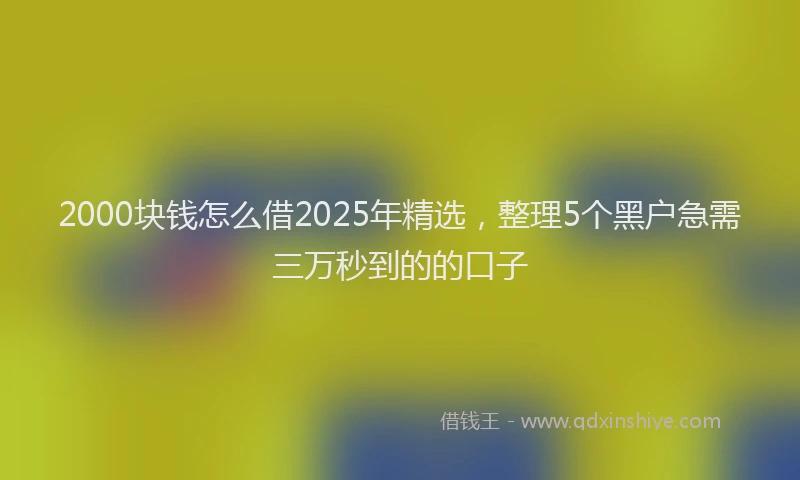 2000块钱怎么借2025年精选，整理5个黑户急需三万秒到的的口子